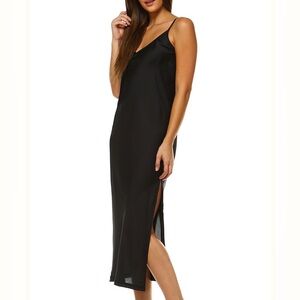 Slip Dress in Black Satin